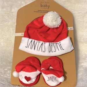 Rae Dunn Baby Santa Holiday Hat & Slipper Set